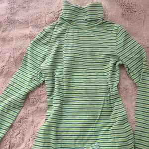 SOLD - Cute Vintage Striped Green Turtleneck
